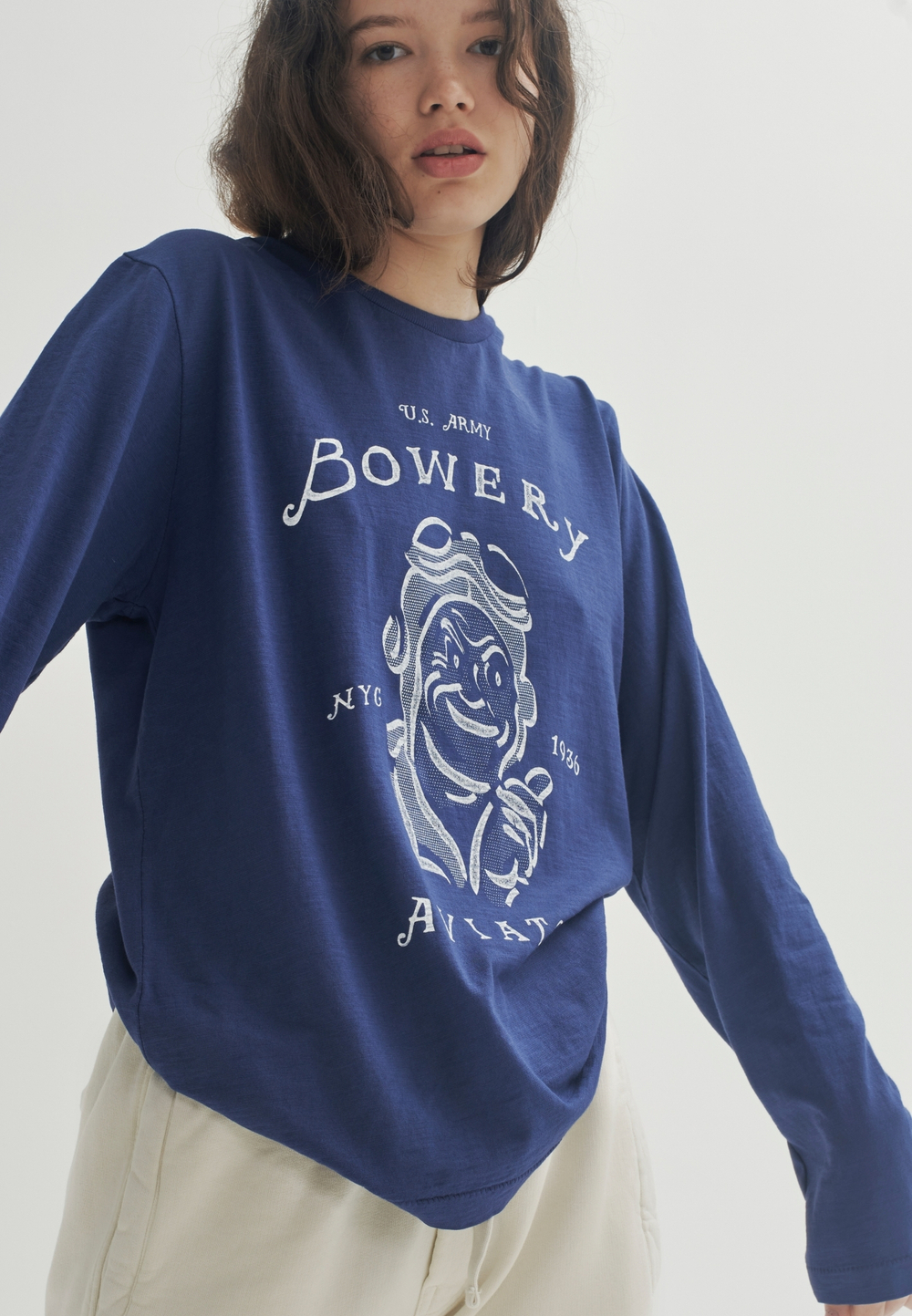 Лонгслив Bowery NYC "Aviators" Slub Navy Heritage