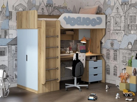 Детская 3Д Кровать чердак ДН-83,ДН-62 левое исполнение