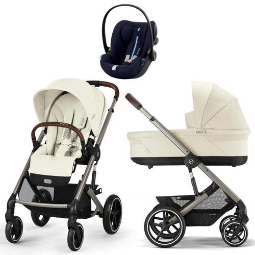 Коляска Cybex Balios S Lux TPE 2025 Cloud G i-Size Ocean Blue Plus 3 в 1 Seashell Beige с дождевиками
