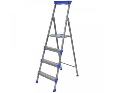 Стремянка 4 ступени металлическая, с лотком для инструментов НИКА