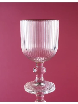 Набор бокалов вина 6 шт., ребристые с золотой каймой