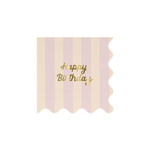 Салфетки маленькие цветные в полоску "Happy Birthday" 16 шт.