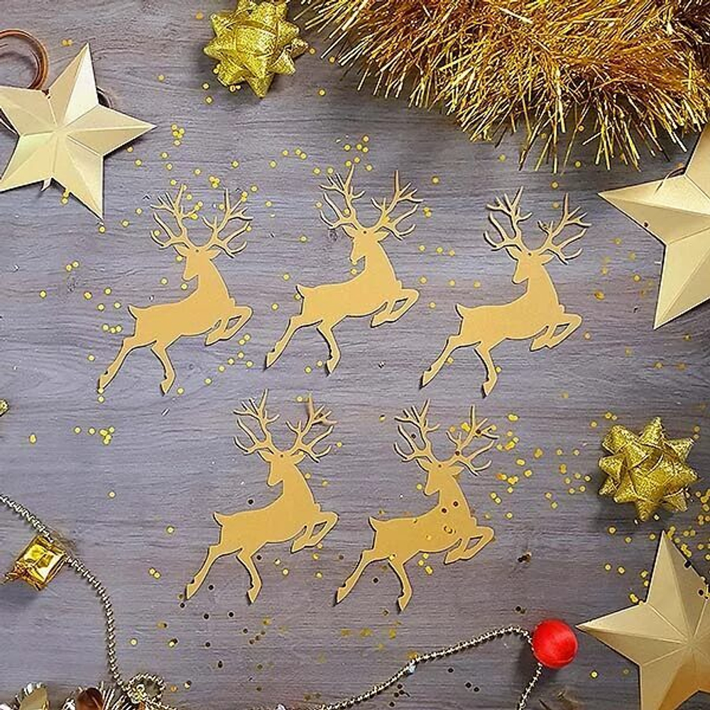 Фигура бумажная Олень золотой, 10 штук