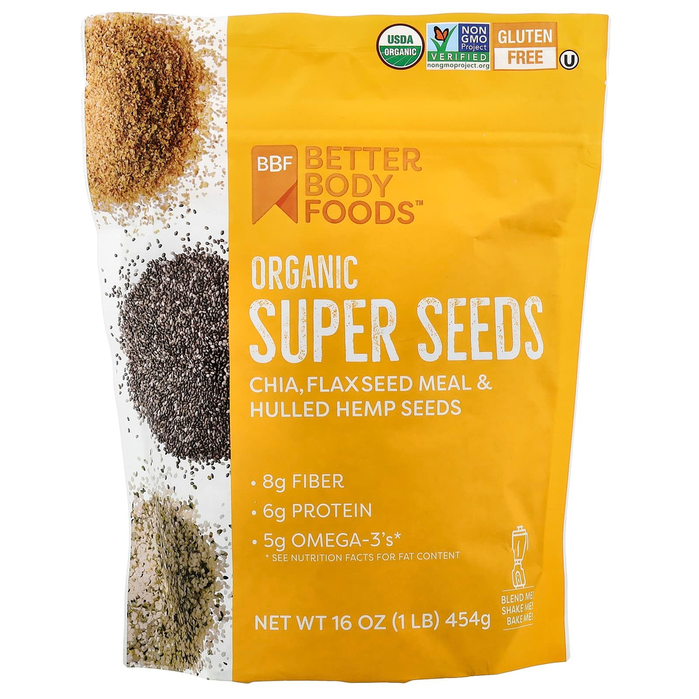 BetterBody Foods, органические суперсемена, 454 г (16 унций)