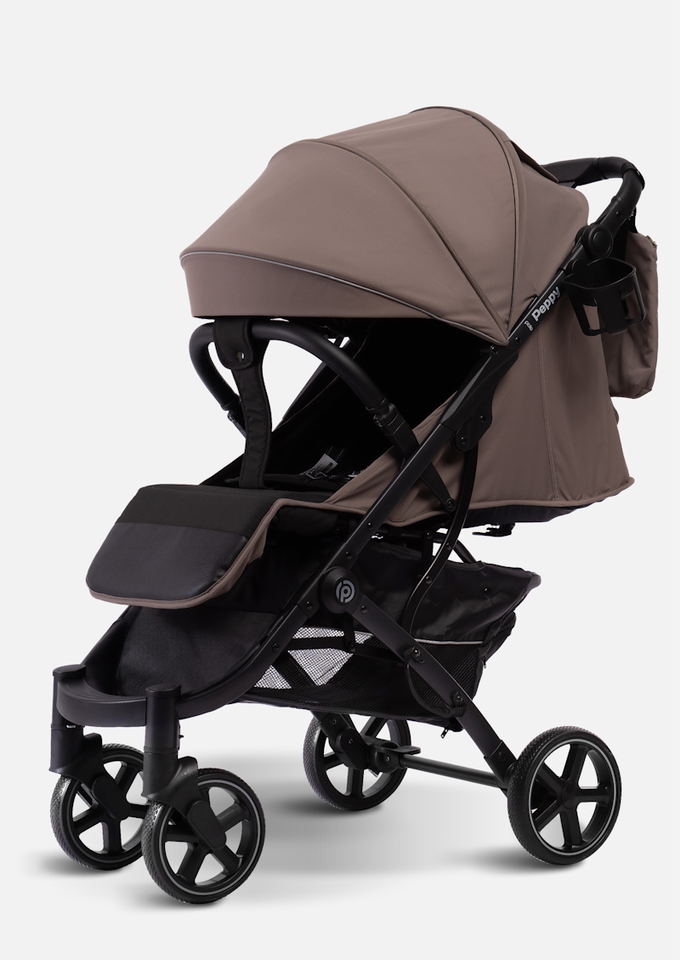 Peppy Коляска прогулочная Polo 2.0 (sandstone) черная рама, сумка