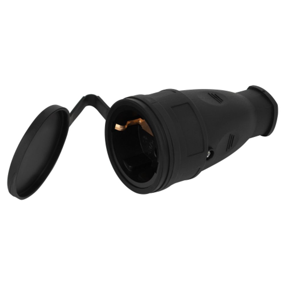 Розетка ЭРА RX10-B-IP44 каучуковая c заземлением 16А IP44 прямая черная | Штепсельные вилки и розетки