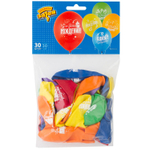 Шар латексный 30см Набор 30 шт С ДР! Звезды (Ассорти)