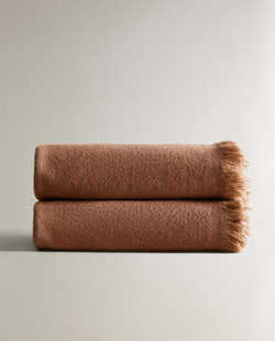 Zara Home - Универсальный плед из льна и хлопка, терракота, 140x190 см