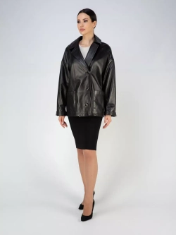 Кожаная куртка демисезонная оверсайз пиджак