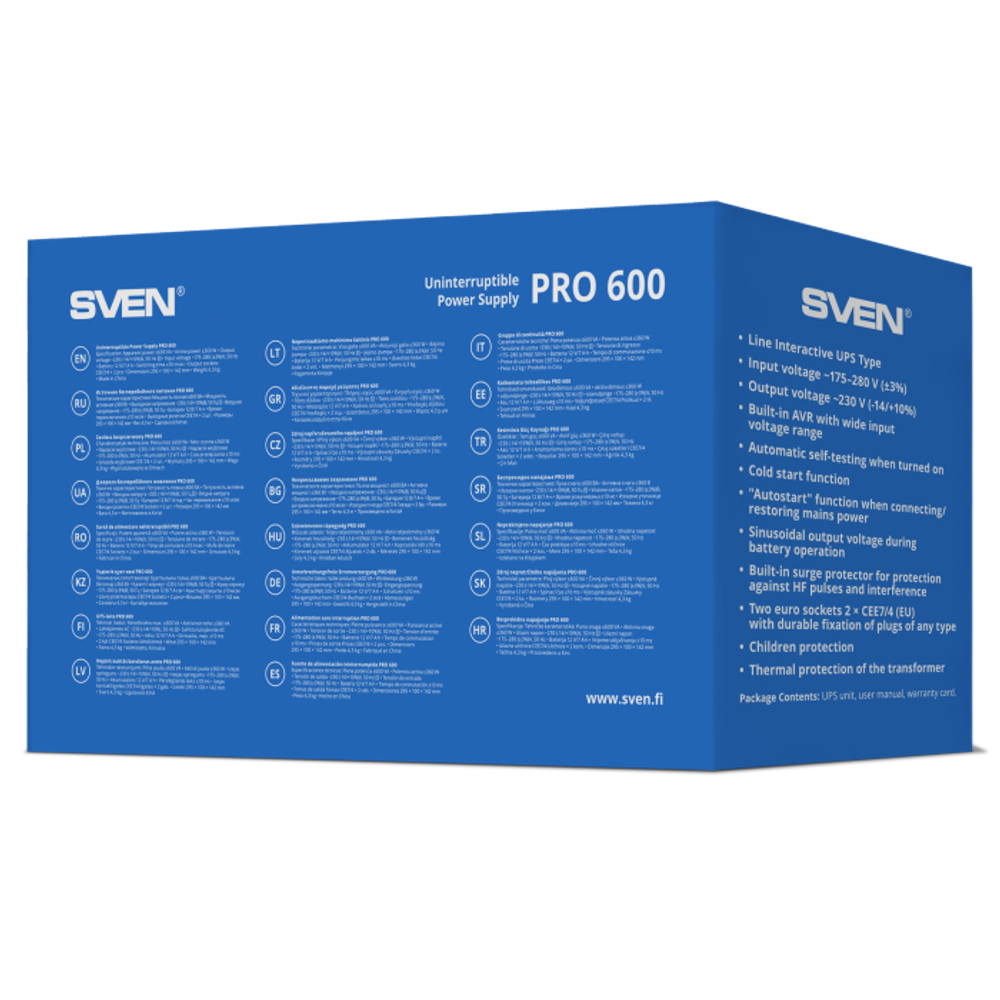 Источник бесперебойного питания SVEN Pro 600, 360Вт, 2 евро розетки