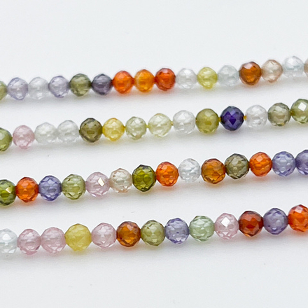 Фианит (кубический цирконий), цвет микс, размер 3 мм, цена за нить 38 см