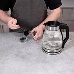 Чайник со съемным заварником TIMBERK T-EK27G02, 1,5 л, 1800 Вт, закрытый нагревательный элемент, стекло, стальной