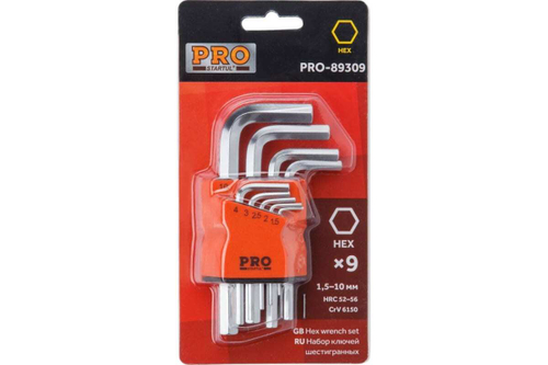 Набор коротких шестигранных ключей STARTUL PRO 1,5-10 мм, 9 предметов PRO-89309