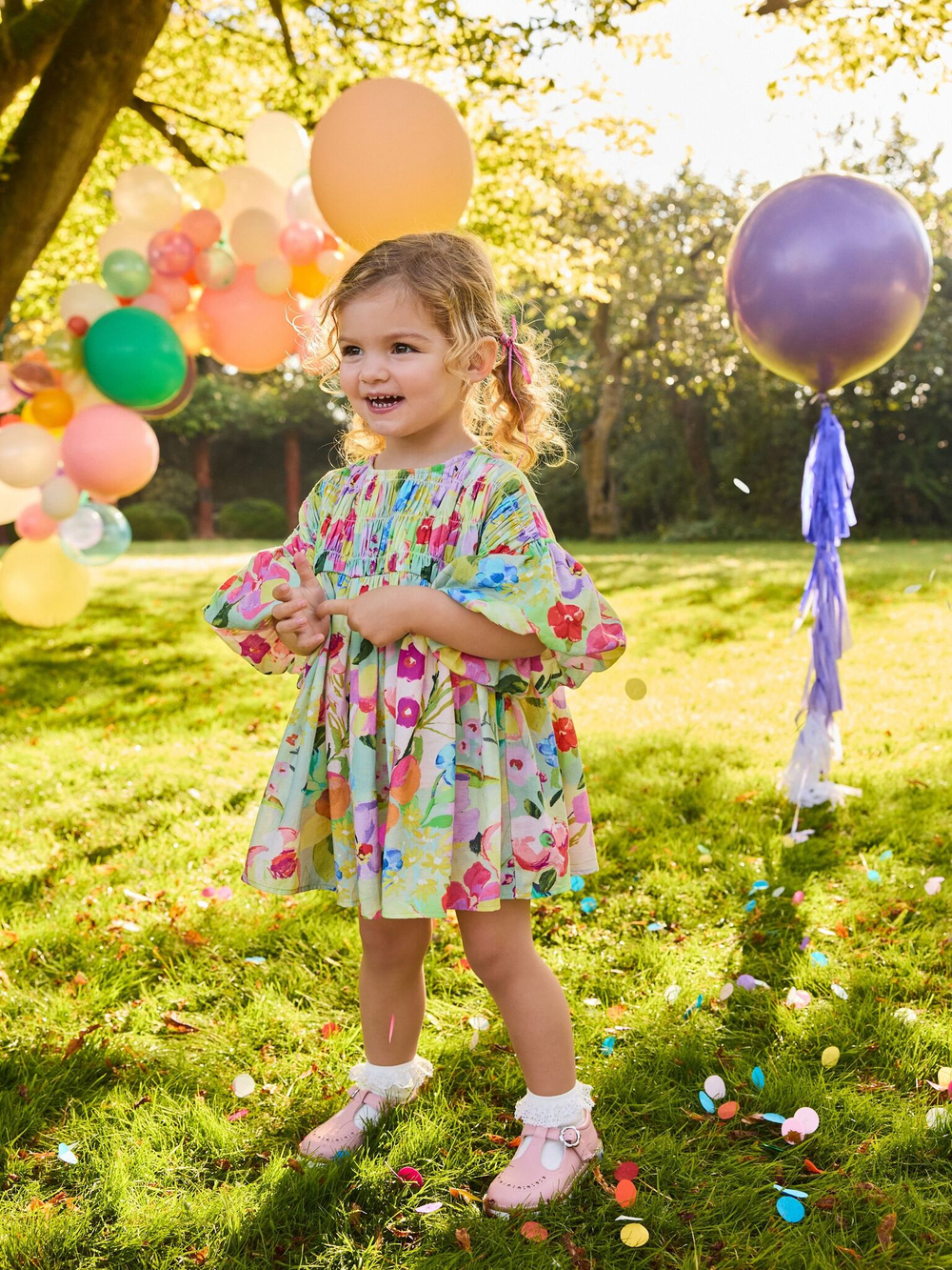 Платье для девочки Next AC8-469, Салатовый, Бежевый, Розовый