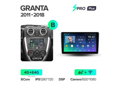 Магнитола Teyes SPRO Plus 4-64 LADA Granta Sport 2011 — 2018 9.0" (B)