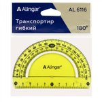 Транспортир Alingar, 180 градусов, пластиковый, гибкий, цвета ассорти, пакет ПВХ с европодвесом