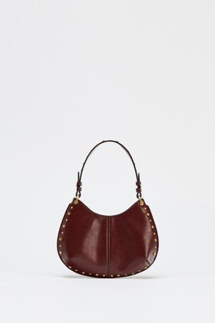 ZARA СУМКА С ЗАКЛЕПКАМИ, БОРДОВО-КРАСНЫЙ