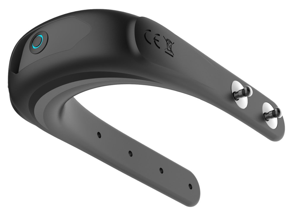 Черное эрекционное виброкольцо на ремешках (Цвет: черный)