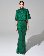 Юбка длины макси "Малахитовая шкатулка" с вышивкой ручной работы