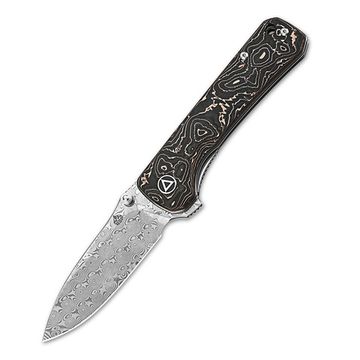 Складной нож QSP QS131-S Hawk c клинком из стали Laminated Damascus, рукоять карбон Copper Foil