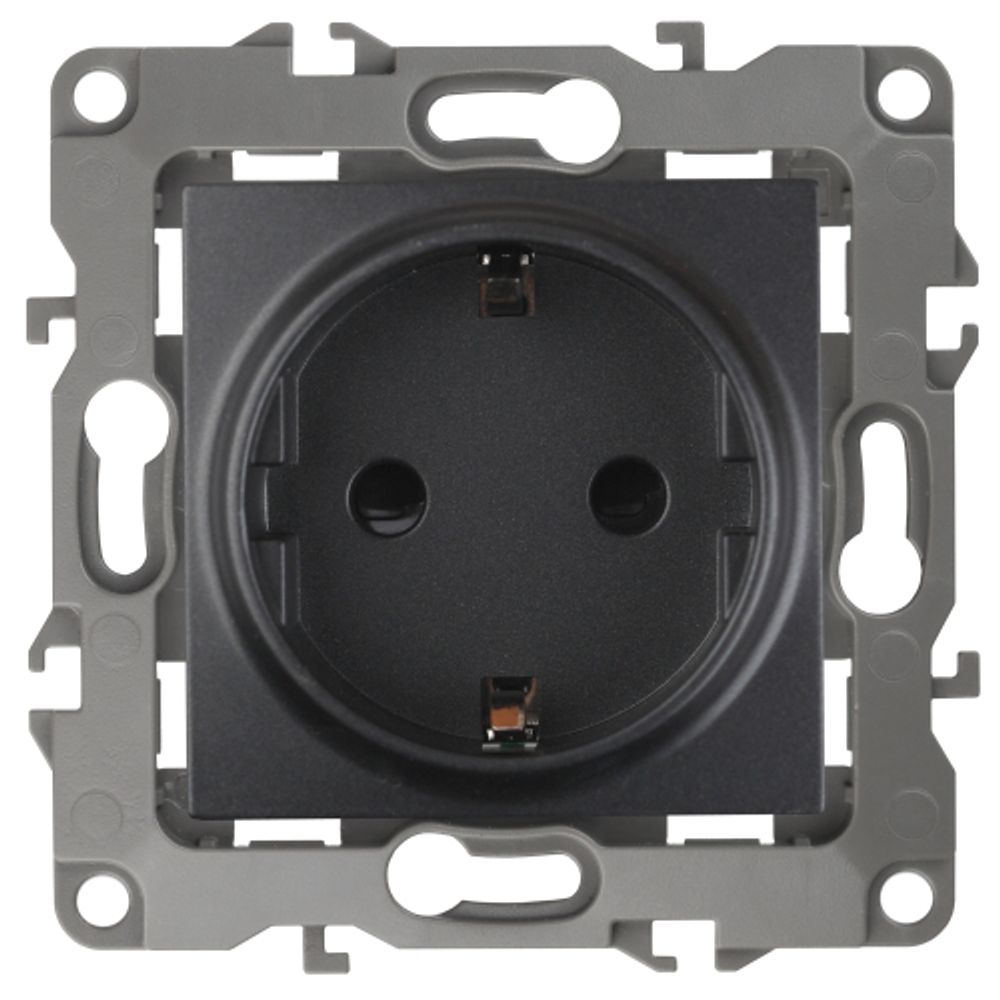 Розетка ЭРА Серия 12 12-2101-05 с заземлением 2P+E Schuko 16A-250В IP20 антрацит