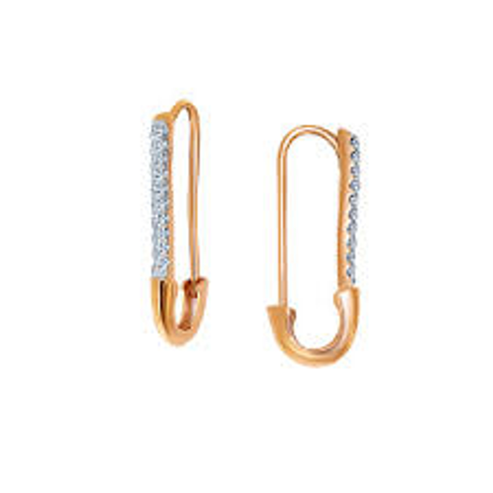 Серьги Скрепки из золота с фианитами