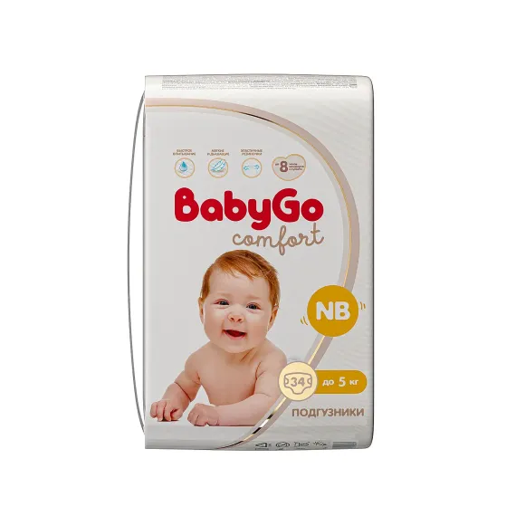 Подгузники BabyGo Comfort для новорожденных NB (до 5 кг) 34 шт.