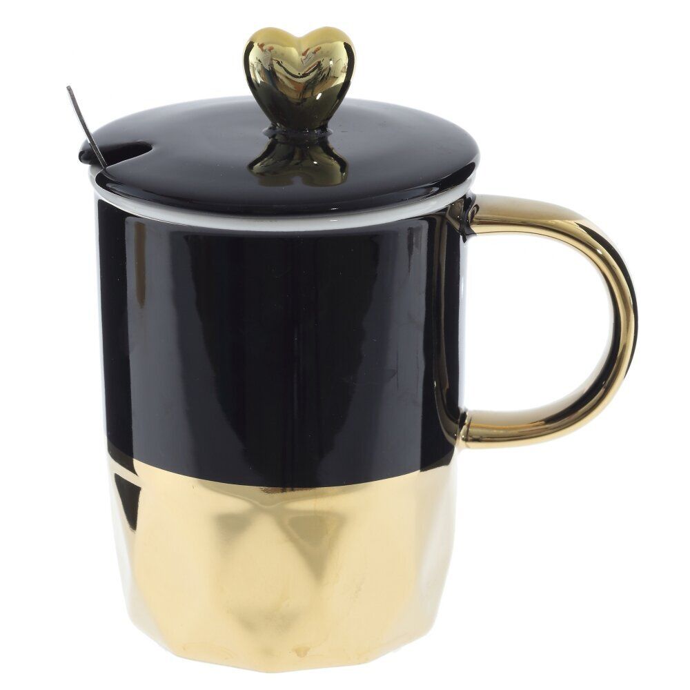 GAEM Кружка с крышкой и ложкой, 340 мл, L12 W8 H13,5 см, 2в.