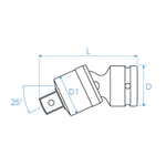 KING TONY (6798P) Кардан ударный 3/4", с шариковым фиксатором