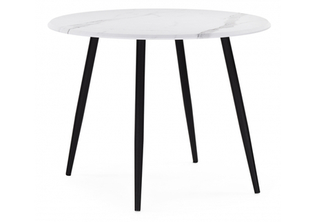 Стол деревянный Woodville Абилин 100 мрамор черный, черный матовый стол, ножки черные