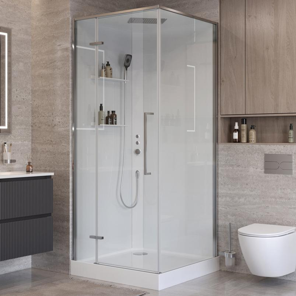 Душевая кабина BelBagno UNO-CAB-A-1-90-C-Cr-Bi-TOP-L, левосторонняя