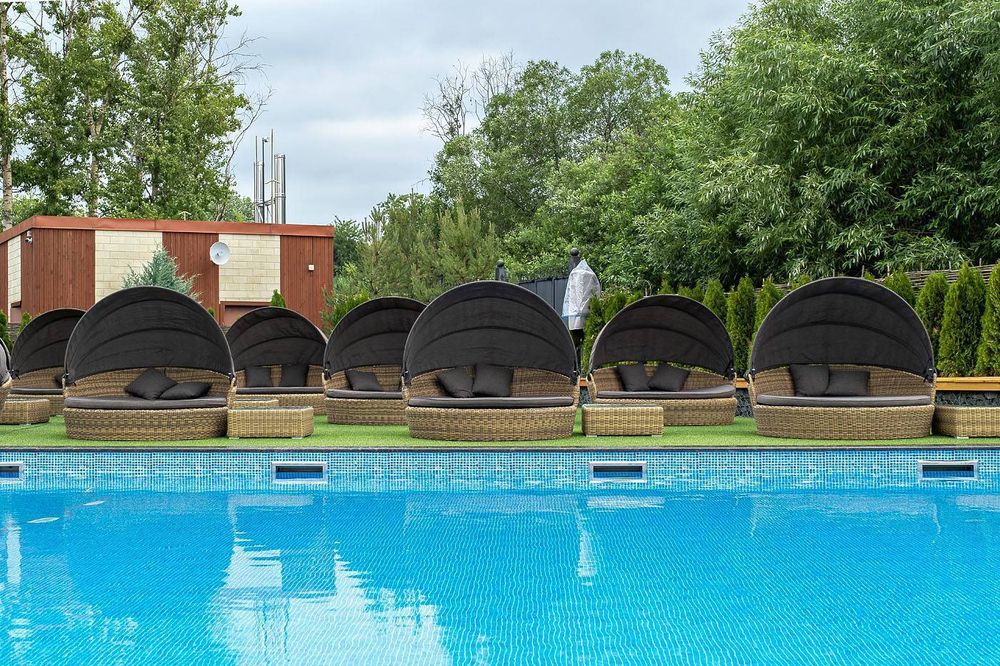 "Стильяно" плетеная кровать круглая, цвет соломенный