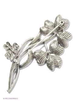 "Трифоли" брошь в серебряном покрытии из коллекции "Trifolium" от Jenavi с замком булавка