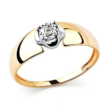 Кольцо классическое из золота 585 с бриллиантом