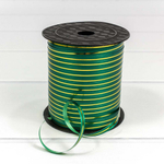 Лента Полипропилен 0,5см х 274м бобина с золотой полосой (Зеленый)