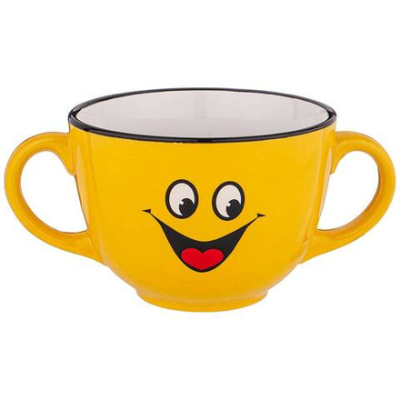 БУЛЬОННИЦА С РУЧКАМИ КОЛЛЕКЦИЯ "ВЕСЕЛЫЙ СМАЙЛИК" 400 МЛ 11*7 СМ