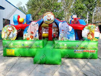 Коммерческий надувной батут "Царство зверей", размер 5*5*3,3 м