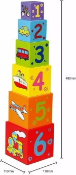 Пирамидка-кубики, 6 разноцветных стаканчиков-кубиков