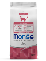 Гипоаллергенный корм Monge Monoprotein Sterilised для стерилизованных кошек с говядиной, 1,5 кг