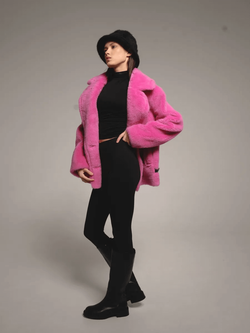 Шуба искусственная женская короткая, фуксия, Severina