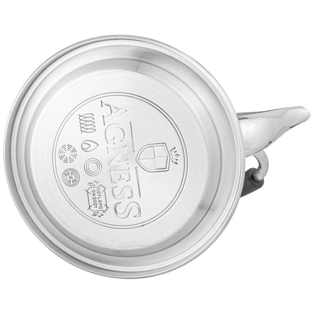 ЧАЙНИК AGNESS С ФИЛЬТРОМ, 1,0 Л C ИНДУКЦИОН. КАПСУЛЬНЫМ ДНОМ И СКЛАДЫВАЮЩЕЙСЯ РУЧКОЙ ЦВЕТ: СТАЛЬНОЙ