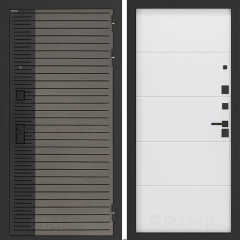 Входная металлическая дверь Бункер BN-15 Веллюто кофе / ФЛ - 649 Белый софт