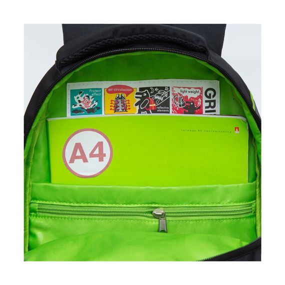 Çanta \ Bag \ RB-259-1m Рюкзак школьный (/3 черный - салатовый - серый)