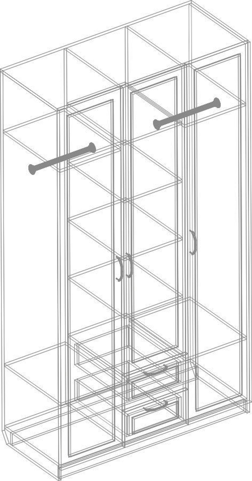 Шкаф трехстворчатый с двумя ящками "Александрия" ДА-01