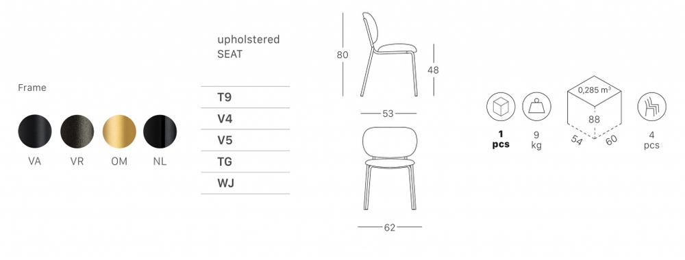Стул металлический c обивкой Scab Design Si-Si Bold, черный никель, бежевый