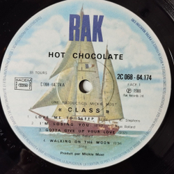 Винтажная виниловая пластинка LP Hot Chocolate Class (France 1980)