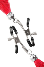 Зажимы на соски «Прищепки» с красными кисточками из шелка