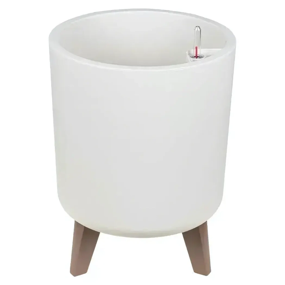 Кашпо на ножках высокое ФЛОРИАН 19л с автополивом белый ротанг