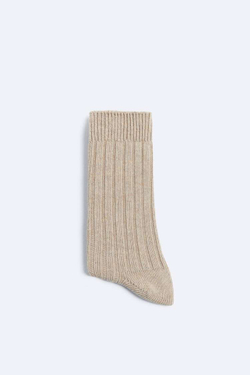 ZARA НОСКИ В РУБЧИК, БЕЖЕВЫЙ