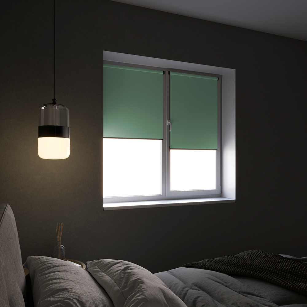 Штора рулонная Блэкаут Натали Зелёная Тёмная комплектация